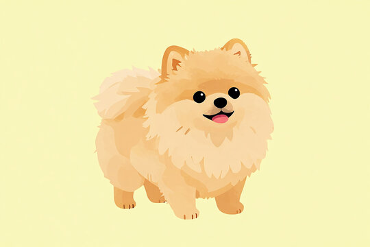 Energetic Pomeranian Pup Playfully Bounding Across Sunlit Park Lawn, Radiating Joy and Tiny Puffball Charm