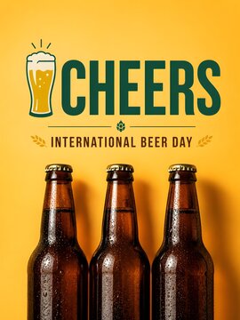 A cheerful retro-style vector illustration celebrating International Beer Day