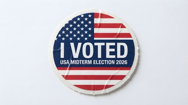 I voted sticker for the 2026 usa midterm election isolated on white background