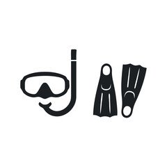 Diving mask with snorkel and flippers vector silhouette © SEJAN ABRAR