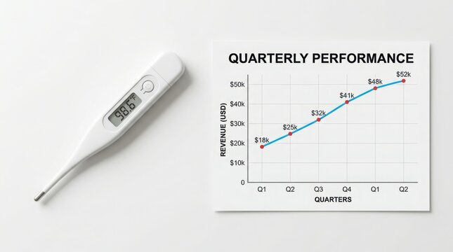 Growing business revenue chart and thermometer showing rising temperature , El Ni&ntilde;o