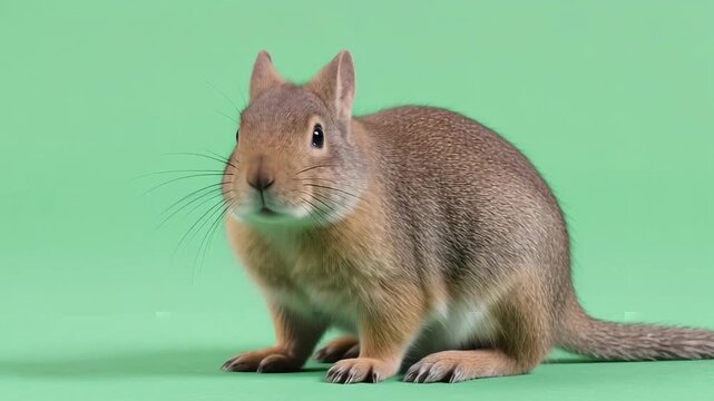 Realistic American Pika Isolated on Chroma Green Background