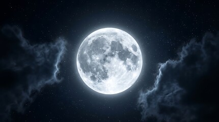 Fototapeta premium A spooky full moon glowing in the dark night sky creating a perfect eerie halloween background for festive designs