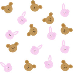 Obraz premium Baby seamless pattern with teddy bears and pink rabbits.
