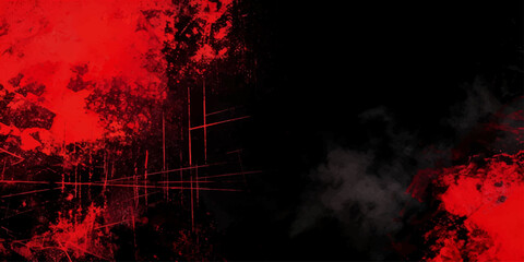 An abstract artistic representation featuring striking splashes of vivid red against a deep black background, evoking a sense of intense emotion and dramatic visual contrast. © Dream Lala