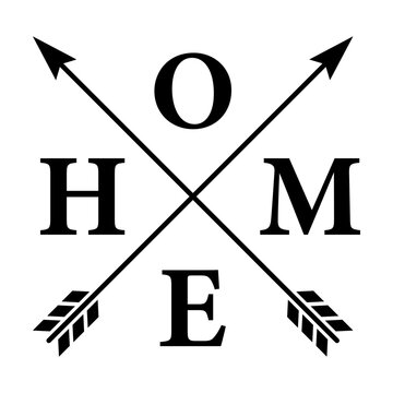 Home text on crossed arrows svg cut file. Isolated vector illustration.