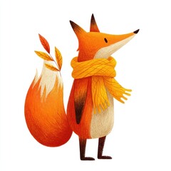 Fototapeta premium Charming fox with autumn scarf