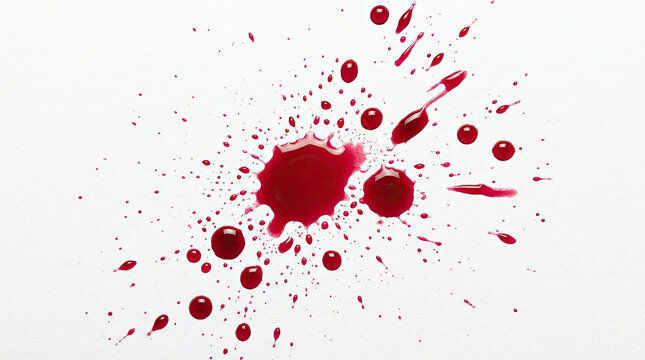 Blood spatter fluid dynamics create artistic display of vibrant red droplets