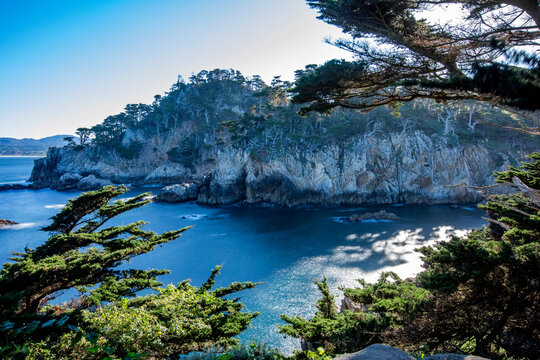Calm ocean and cliffs at Point Lobos State Natural Reserve
