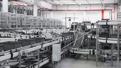 Fototapeta premium logistic warehouse. packing line in a logistics warehouse