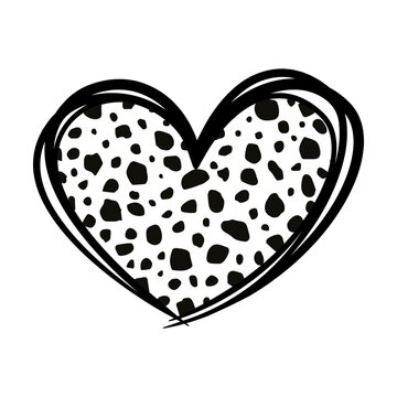 Heart with dalmatian dog spots svg cut file. Isolated vector illustration.