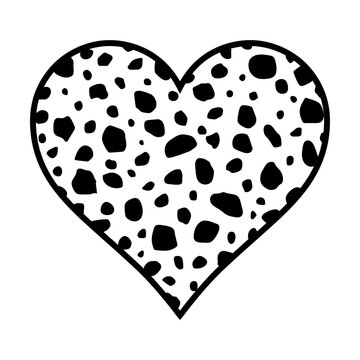 Heart with dalmatian dog spots svg cut file. Isolated vector illustration.