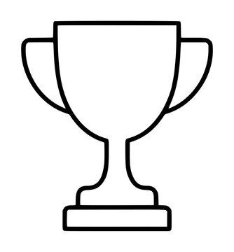 Trophy vector icon with minimalist hand-drawn line art. Scalable outline illustration of award cup for victory, achievement, and success design