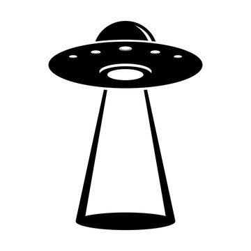 Ufo, spaceship with tractor beam svg cut file. Isolated vector illustration.