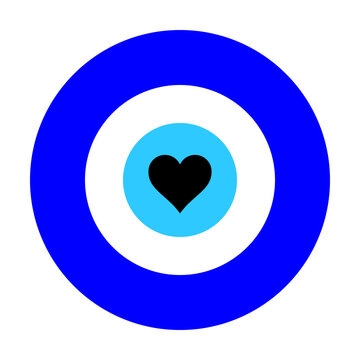 Turkish Evil Eye with heart svg cut file. Isolated vector illustration.