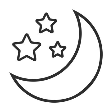 Crescent moon and stars svg cut file. Isolated vector illustration.