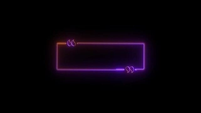 Sunset gradient neon quote text box frame on black background a colored light