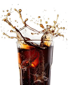 soda macro splash droplets isolated on white background