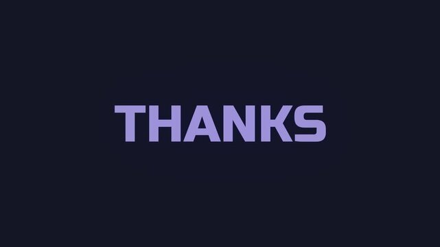 Purple text animation of thanks message with glowing light effects on dark background for cinematic ending.