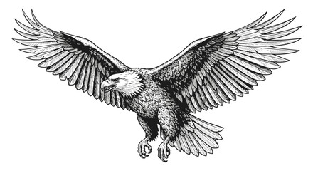 Obraz premium Eagle in flight with open wings detailed illustration