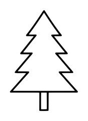 Obraz premium Minimalist pine tree vector icon with hand-drawn line art style, ideal for nature, forest, and environmental illustration designs