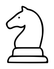 Chess Knight Vector Icon - Minimalist Line Art Illustration of Classic Board Game Piece in Scalable Outline Style © Zain