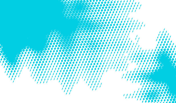 Zigzag halftone pattern with cyan and dark shapes on transparent background geometric abstract texture graphic