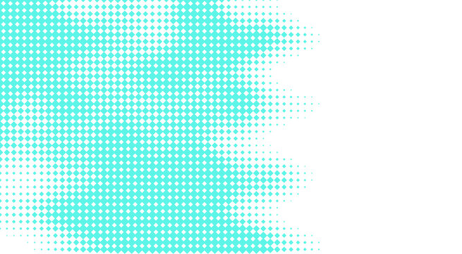 Halftone turquoise pattern with scattered dots on transparent background speckles texture abstract design graphic element