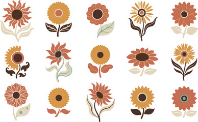 Obraz premium Flowers in Various Colors and Styles Arranged in a Grid Pattern