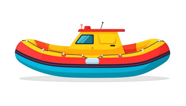 Brightly colored toy speedboat on white background.