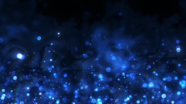 4K Blue Particle Ring with Glowing Sparkles and Energy Halo. Abstract Motion Graphics Background Video, 2160p