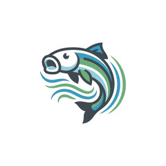 Fototapeta premium Green and blue fish leaping from water splashes.