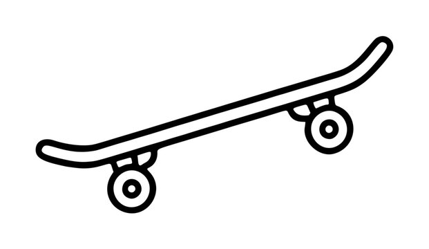 Skateboard vector icon with wheels and grip tape - minimalist line illustration for sports and extreme sports design elements