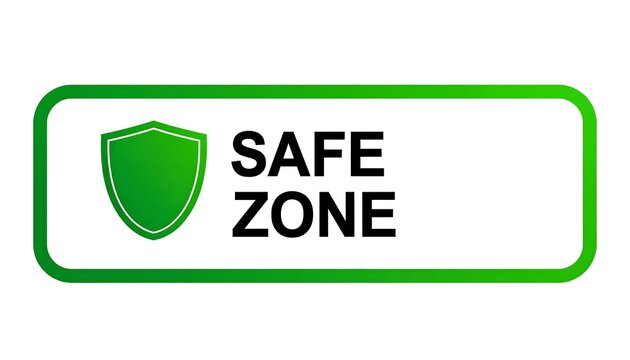Green safe zone sign with leaf symbol.