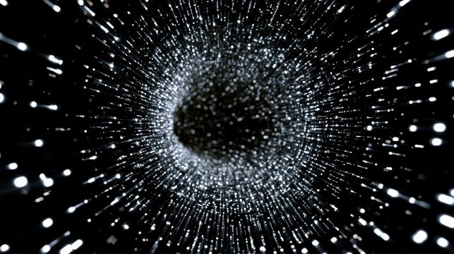 A vpn tunnel serves as a light tube transporting data in a hostile space. Bright lights move through the tunnel, showing protection and security.