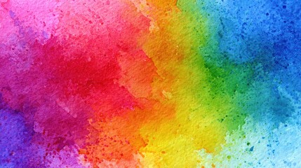 Fototapeta premium Vibrant rainbow watercolor splatter background with textured paper