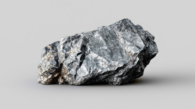 Rough diorite rock isolated on grey, mineral texture and geological study concept.