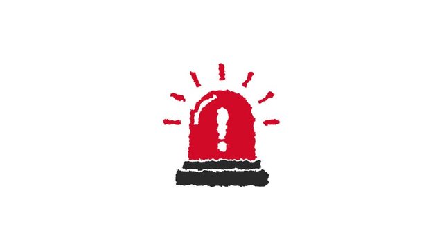 Grungy Red Emergency Siren Light Alarm Icon Animation Isolated on White Background
