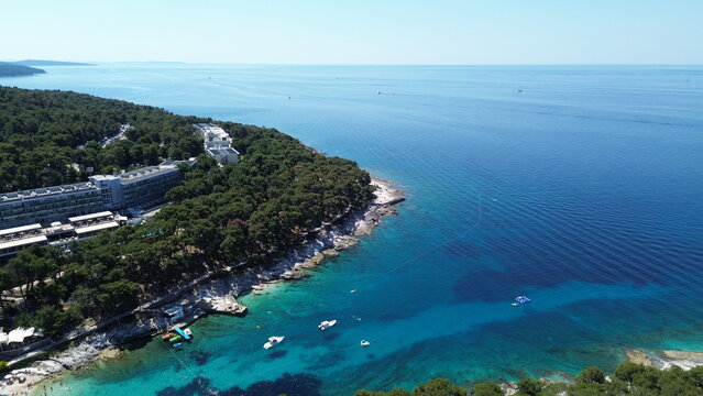Croatian Adriatic coastline near Mali Lo&scaron;inj from drone