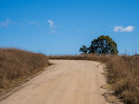 Empty dirt road in rural landscape