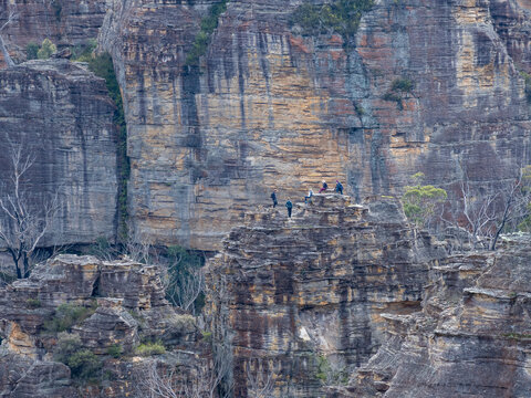 Group of hikers on top of Pagoda rock formation