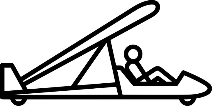 A sleek ultralight motorized glider with a minimalist design features a generic pilot seated inside, set against a pure white background in a flat vector style