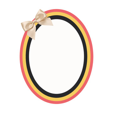 Decorative oval border with red yellow and black colors and cream bow template decorative isolated background invitation greeting celebration artistic