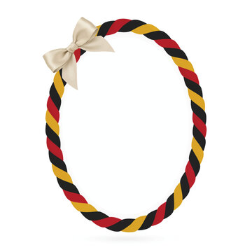 Braided rope frame in red yellow and black with cream bow nautical template isolated background invitation greeting celebration artistic decoration