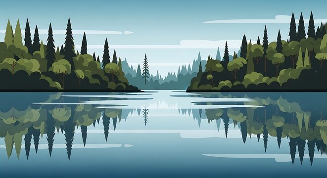 Serene urban lake with modern skyline reflection.