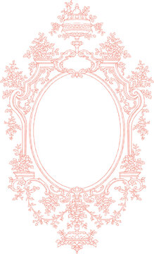 Vintage dusty rose floral lace frame border design on transparent background