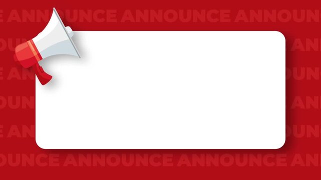 Red Announcement Banner with Megaphone and Blank White Copy Space for Notice Messages.