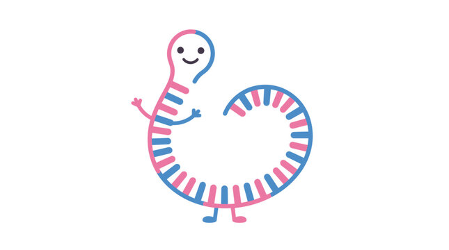Cute RNA Strand Character Smiling For Genetics Education And Molecular Biology Concepts
