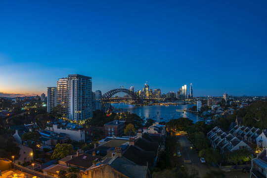 Residential district and Sydney CBD at sunrise