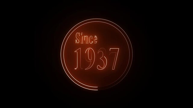 since 1937, neon text, neon circle, glowing ring, neon animation, anniversary, milestone, established, founded, vintage, heritage, history, brand history, glowing typography, neon glow, blue neon, cya